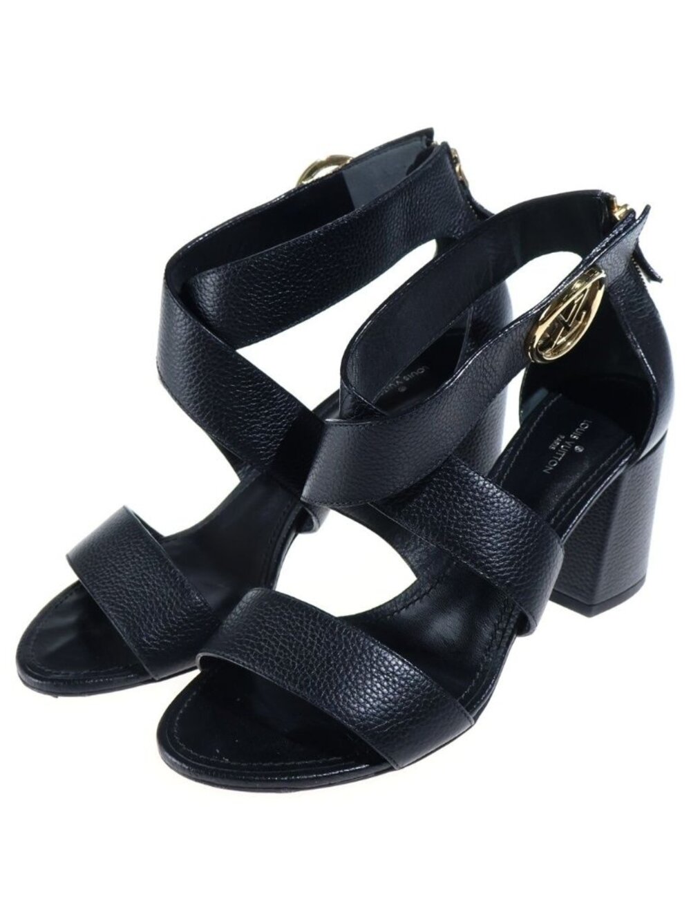 Louis Vuitton Horizon Line Sandals LV Mark Black Leather